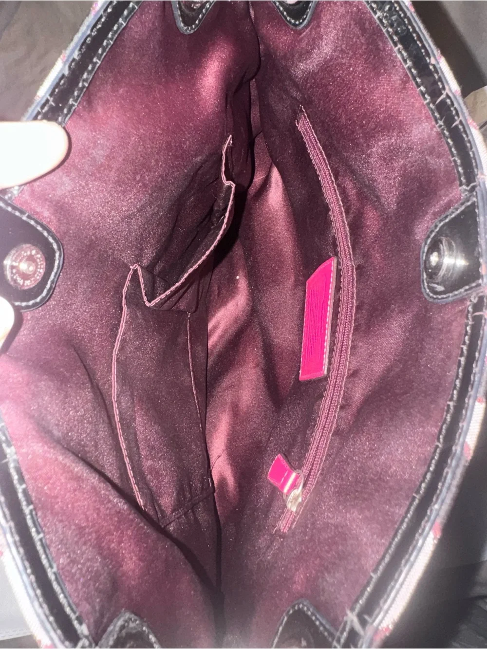 Coach Signature Jacquard Shoulder Bag in Gray with Black and Pink Accents